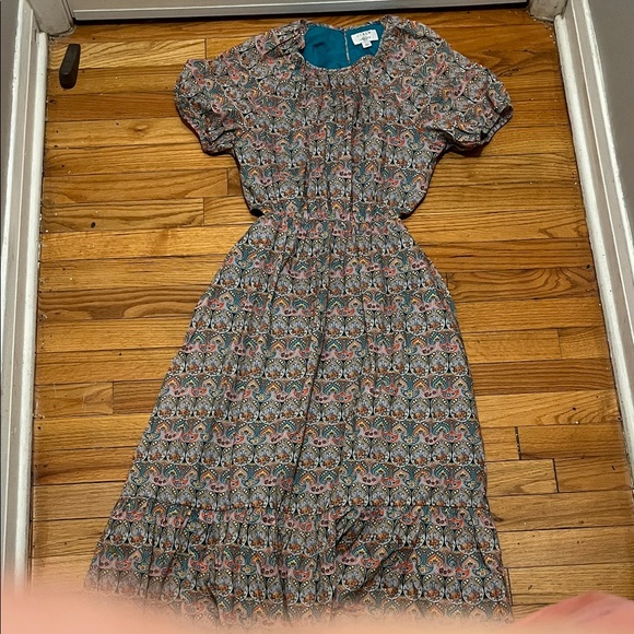 J.Crew Women's Liberty Giorgia Duke Print Side Cut Out Organic Cotton Dress - Picture 3 of 7